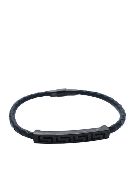 Gatsa Men's Bracelet with Meander Design Made of Leather