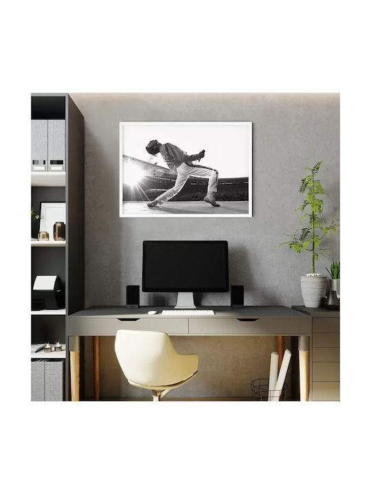 Music Poster Freddie Mercury Ms051 40cm X 50cm Premium Μαύρο Ξύλινο Κάδρο