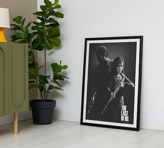 Gaming Poster Last Us Joel & Ellie Gm2391 40cm X 50cm Premium Black Wooden Frame