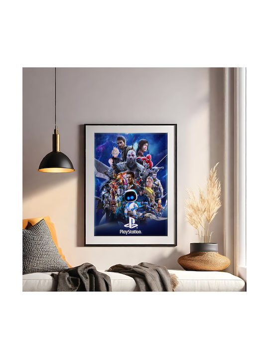 Gaming Poster Play Station Favourites Gm2393 40cm X 50cm Premium Μαύρο Ξύλινο Κάδρο