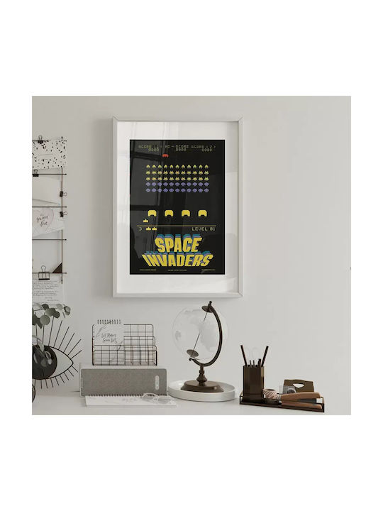 Gaming Poster Space Invaders Gm119 40cm X 50cm Premium Μαύρο Ξύλινο Κάδρο