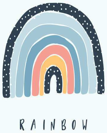 Kids Framed Rainbow Wall Art With Black Wooden Frame 40x50cm