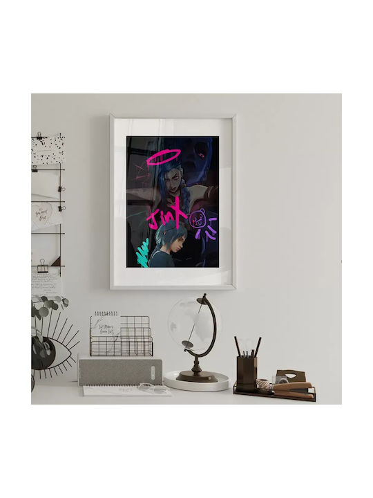 Gaming Poster Jinx Powder Gm1113 40cm X 50cm Premium Black Wooden Frame
