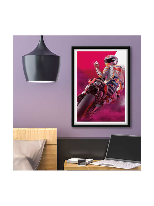 Poster Motogp Marc Marquez Gp002 40cm X 50cm Premium Μαύρο Ξύλινο Κάδρο