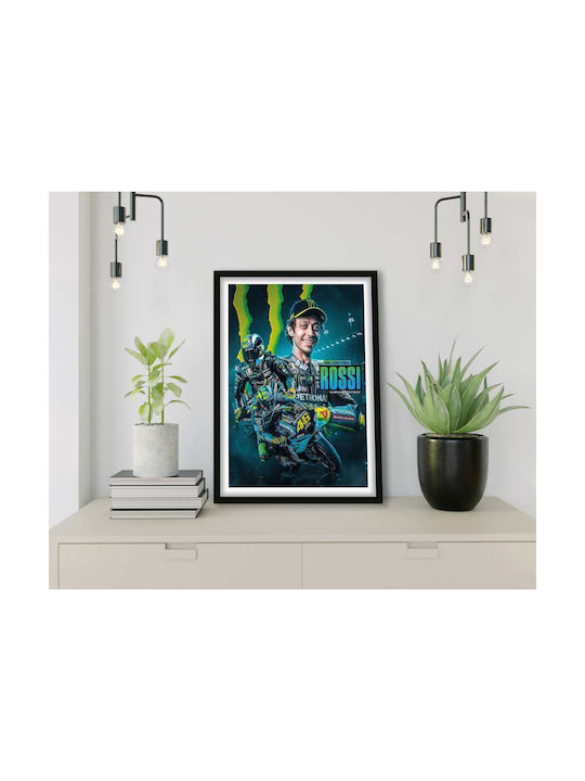 Poster Motogp Valentino Rossi Gp009 40cm X 50cm Premium Μαύρο Ξύλινο Κάδρο