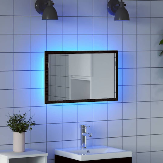 vidaXL Bathroom Mirror Led 60x37cm Black