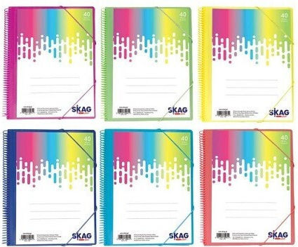 Ντοσιέ Σουπλ Σπιράλ 40 Διαφάνειες Λάστιχο Skag Neon