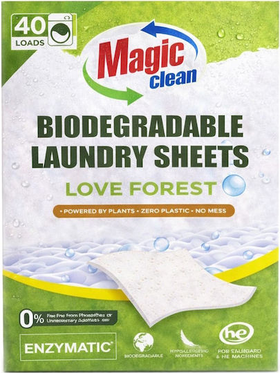 Magic Clean Απορρυπαντικό Ρούχων σε Φύλλα 4.5kg (40 Μεζούρες)