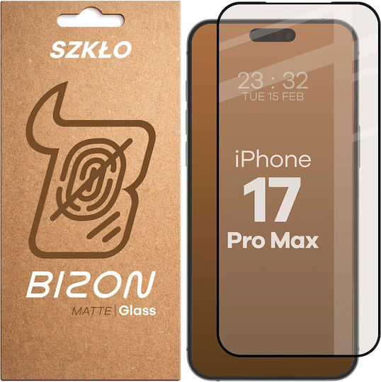 Bizon Matt Gehärtetes Glas Displayschutzfolie Für iPhone 17 Pro Max Schwarz