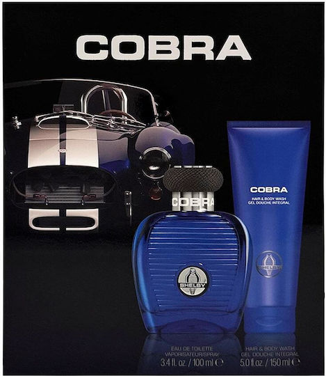 Set Carroll Shelby Blue Cobra Eau De Toilette Pentru Bărbați 100 Ml + Blue Cobra Gel De Duș & Șampon 2-in-1 150 Ml