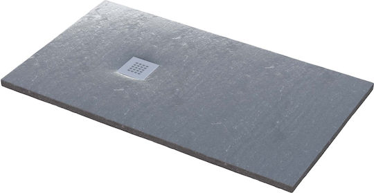 Sanitec Flat Stone Artificial Stone Shower 140x80cm Grey