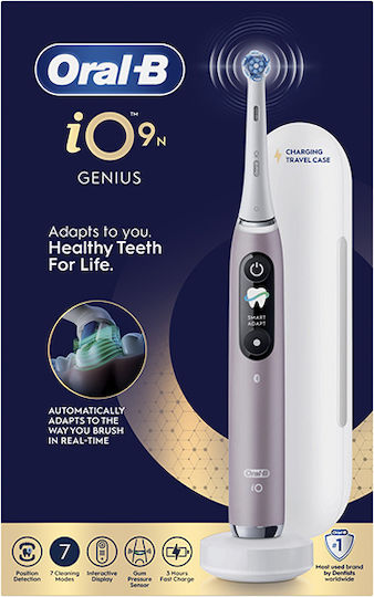 Oral-B Io Series 9 Electric Toothbrush with Pressure Sensor and Travel Case Pink