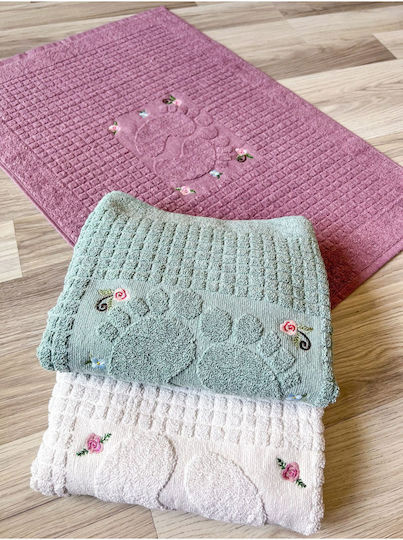 SteweHome Set Cotton Bath Mats Ste-024703-V51035 Green 50x70cm 3 Pieces