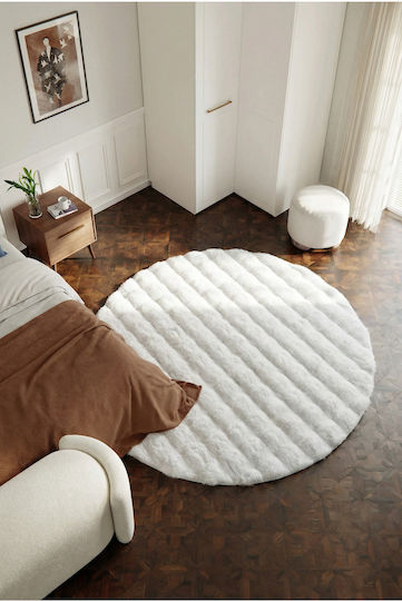 SteweHome Non-Slip Round White Rug Φ100cm