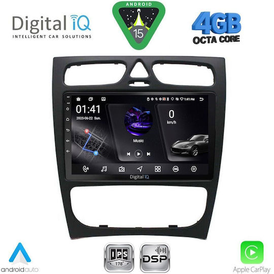 Digital IQ Car Audio System for Mercedes-Benz C Class 1999-2004 Bluetooth USB WiFi GPS Apple CarPlay Android Auto with 9" Touch Screen