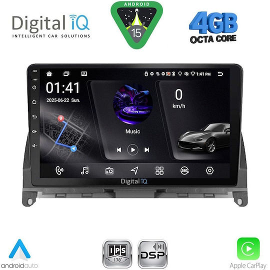 Digital IQ Car Audio System for Mercedes-Benz C Class 2007-2011 Bluetooth USB WiFi GPS Apple CarPlay Android Auto with 9" Touch Screen