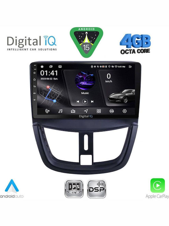 Digital IQ Car Audio System for Peugeot 207 2007-2014 Bluetooth USB WiFi GPS Apple CarPlay Android Auto with 9" Touch Screen