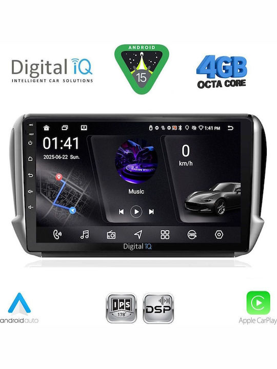 Digital IQ Car Audio System for Peugeot 2008 2012-2021 Bluetooth USB WiFi GPS Apple CarPlay Android Auto with 10" Touch Screen