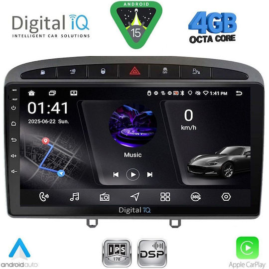 Digital IQ Car Audio System for Peugeot 308 / RCZ 2009-2015 (Bluetooth/USB/WiFi/GPS/Apple CarPlay/Android Auto) with 9" Touch Screen