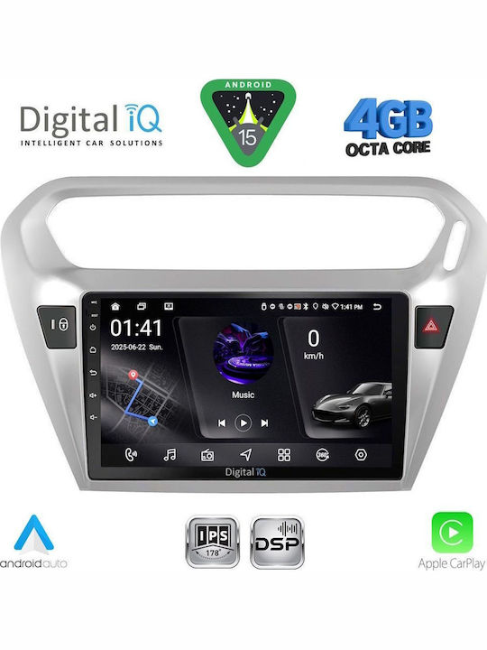 Digital IQ Car Audio System for Peugeot 301 Citroen C-Elysee 2013 (Bluetooth USB WiFi GPS Apple CarPlay Android Auto) with 9" Touch Screen