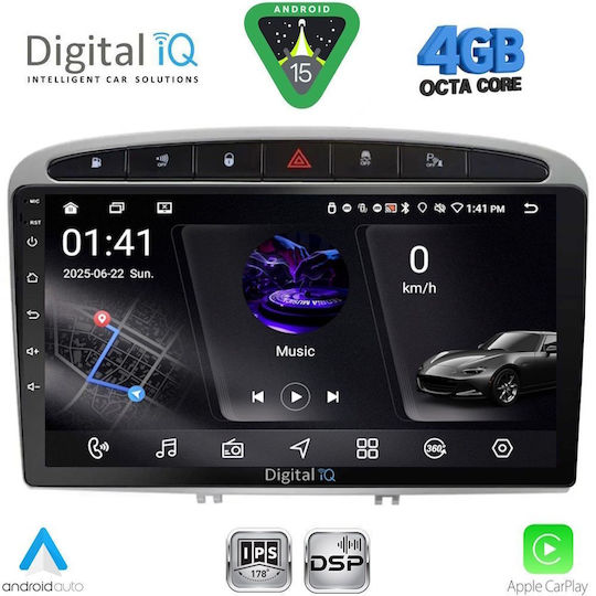 Digital IQ Ηχοσύστημα Αυτοκινήτου για Peugeot 308 / RCZ 2009-2015 (Bluetooth/USB/WiFi/GPS/Apple-Carplay/Android-Auto) με Οθόνη Αφής 9"