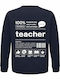 Sweatshirt Organic Unisex " Funny Teacher Barcode Design " Back Print French Navy