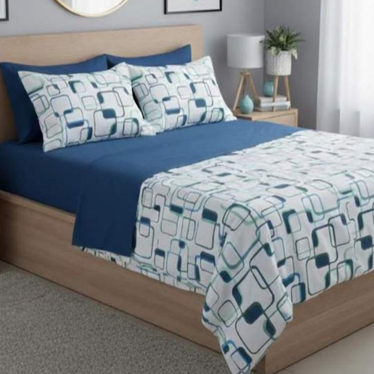 MayHome MayHome Light Blue Single Coverlet Set Cotton & Polyester 160x240cm