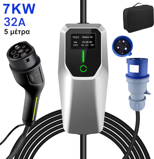 Junsun Tragbarer Einphasiger Ladegerät 7kW mit Integriertem Kabel 5m Typ 2