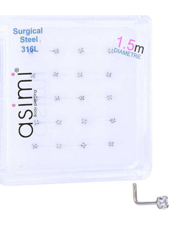 Asimi Body Piercing Σκουλαρίκι Μύτης από Ατσάλι Ασημί