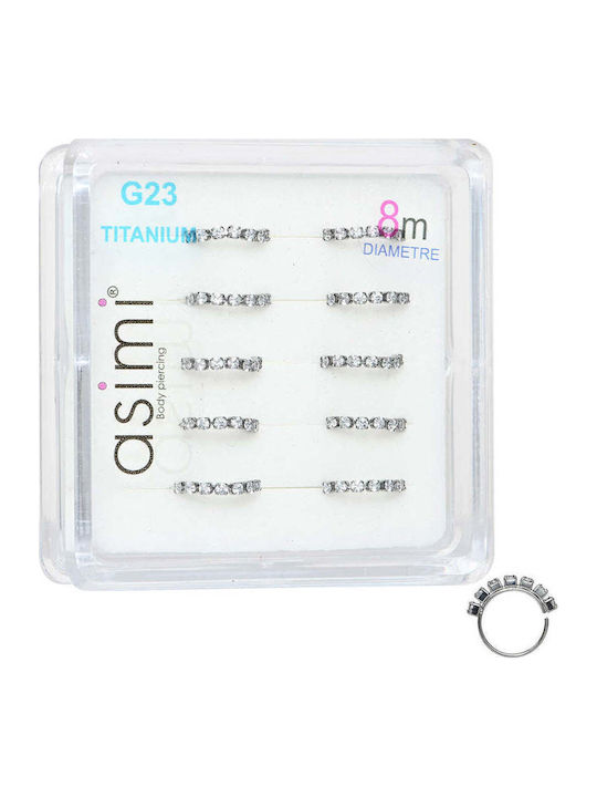 Asimi Body Piercing Nose Hoop Earring Steel 8 x 0.6mm Silver