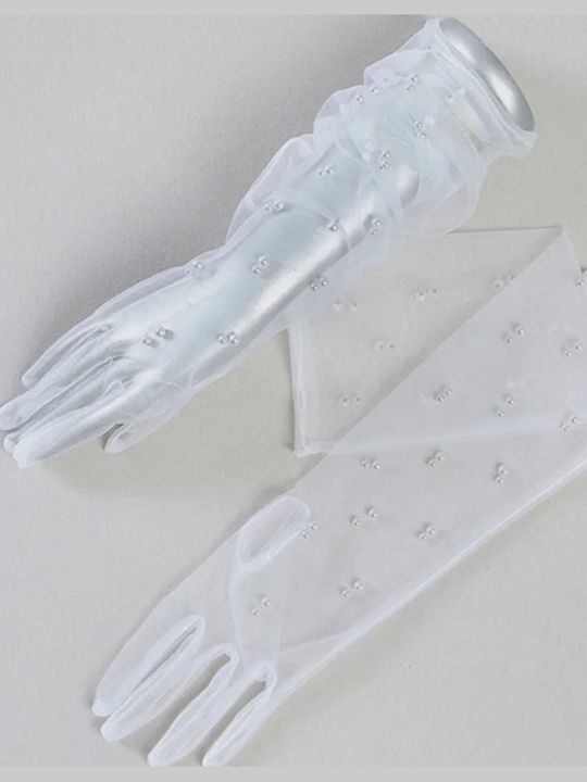 Hochzeitshandschuhe Aus Voile Perlen Einheitsgröße Weiß