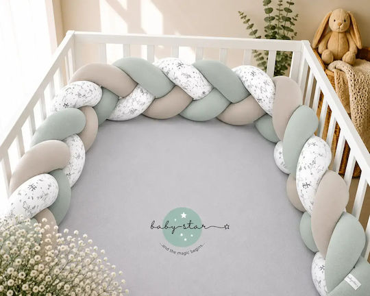 Baby Star Gitterbettumrandung Geflochten Innen Vert Grau- Μόκα 19x200cm D047.LARVIK.XL