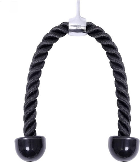 Coardă Triceps Antrenament Cu Rotire Mâner Metalic Material Nylon Cauciuc Lungime Coardă 60 Cm Sarcină Maximă 200 Kg Neagră