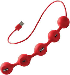 Lexon Peas 2 Hub 4 Porturi USB 3.0 Cu Conectare USB-A Roșu Lexon Peas 2 Hub 4 Porturi USB 3.0 Cu Conectare USB-A Roșu