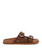 Carmela Leather Women's Flat Sandals Flatforms Brown