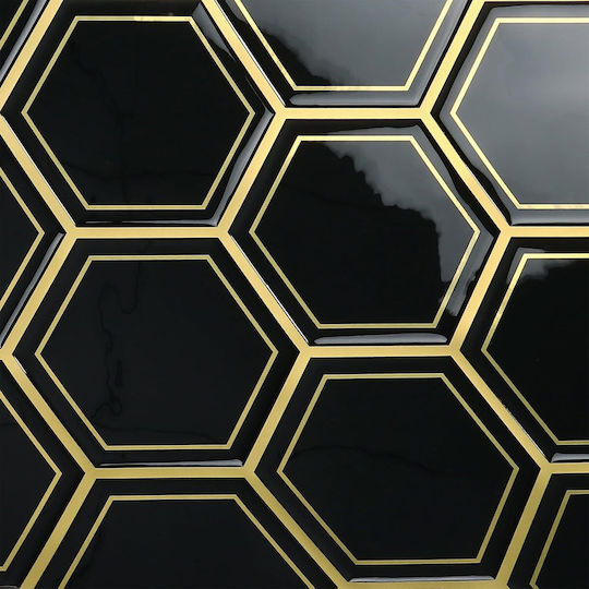 Autocolante De Perete 3D Varypaper Hexagonale Negre 30,5x30,5 Cm 20 Bucăți