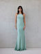Maxi Dress for Wedding and Christening Satin Turquoise