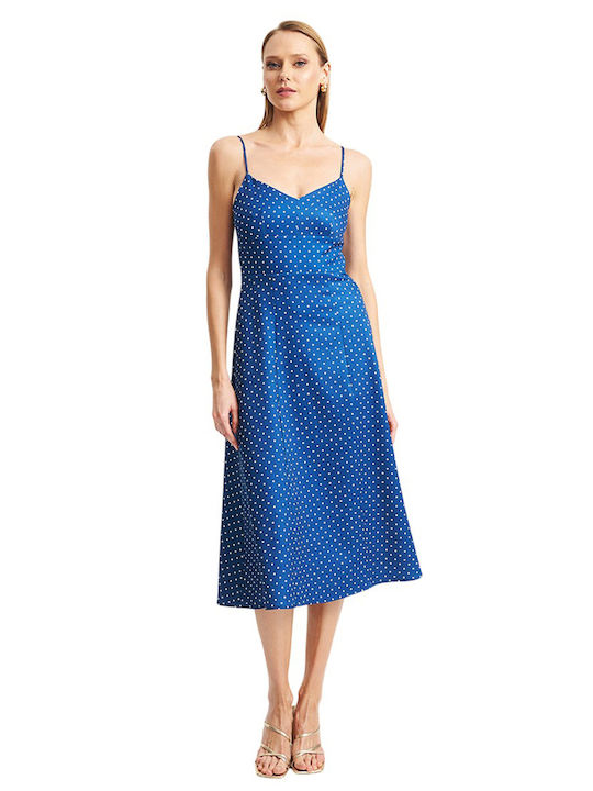 Καλοκαιρινό Midi Φόρεμα Blue White/blue