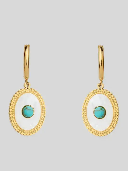 The Gem Stories Gold Plated Steel Earrings with Beige Stones