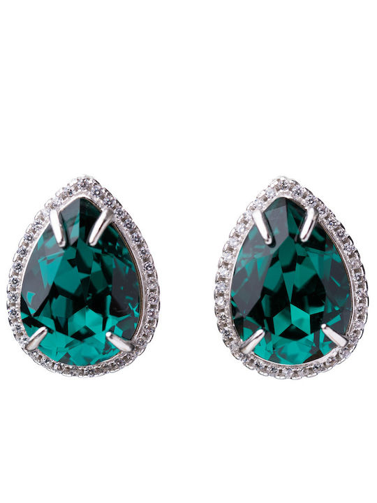 The Gem Stories Silver Stud Earrings with Green Stones