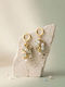 The Gem Stories Σκουλαρίκια Καρφωτά από Ατσάλι Επιχρυσωμένα με Πέτρες & Πέρλες Μπεζ