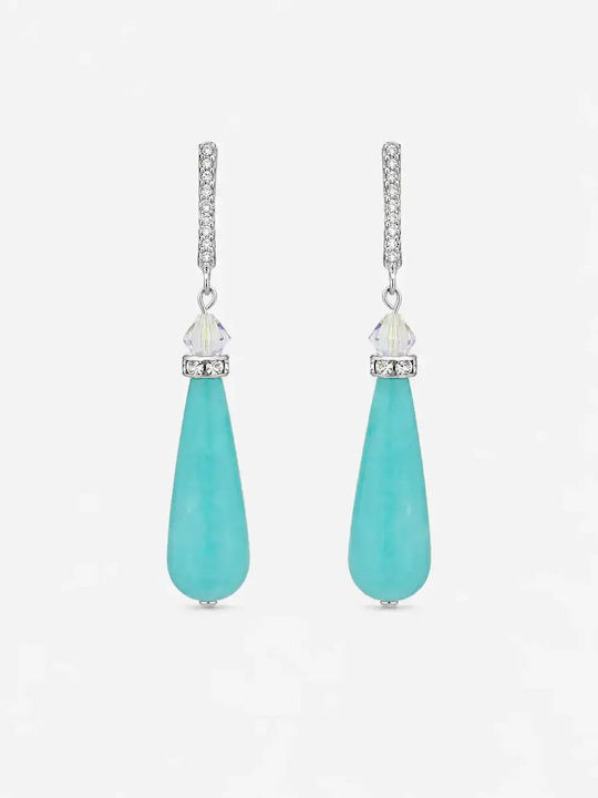The Gem Stories Dangle Silver Gold Plated Earrings with Turquoise Stones