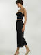 Women's High Rise Fabric Capri Trousers Black