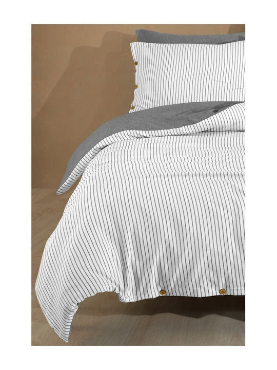 SteweHome Σετ Παπλωματοθήκη 200x220cm Διπλή με 2 Μαξιλαροθήκες Ριγέ