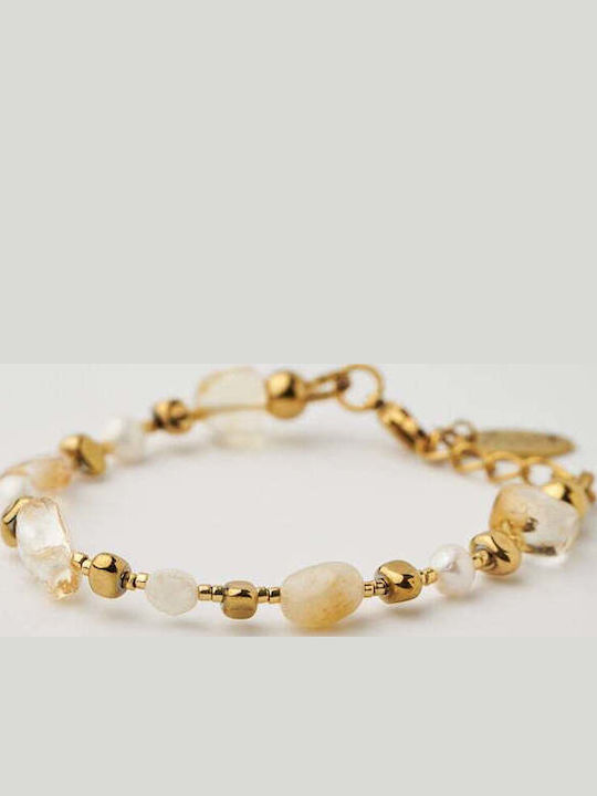 The Gem Stories Women's Chain Bracelet Gold Plated Steel 17.3cm