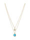 Loisir Double Gold Plated Necklace with Turquoise Zircon