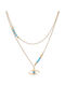 Silver And More Double Eye Necklace Made of Gold Plated Steel Turquoise