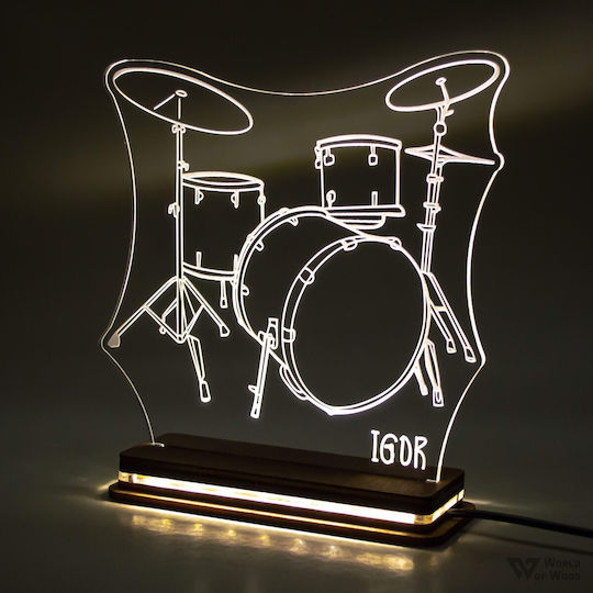 World of Wood Διακοσμητικό Φωτιστικό Ντραμς LED 19x19εκ.