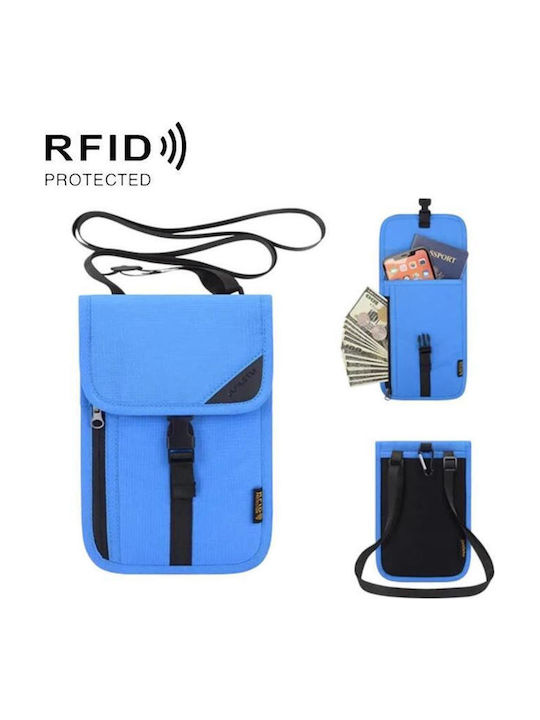 ID- und Reisepasshülle RFID Schutz Kartenorganizer Ticket Münzen Halsband Passhülle Identitätskarte Blau