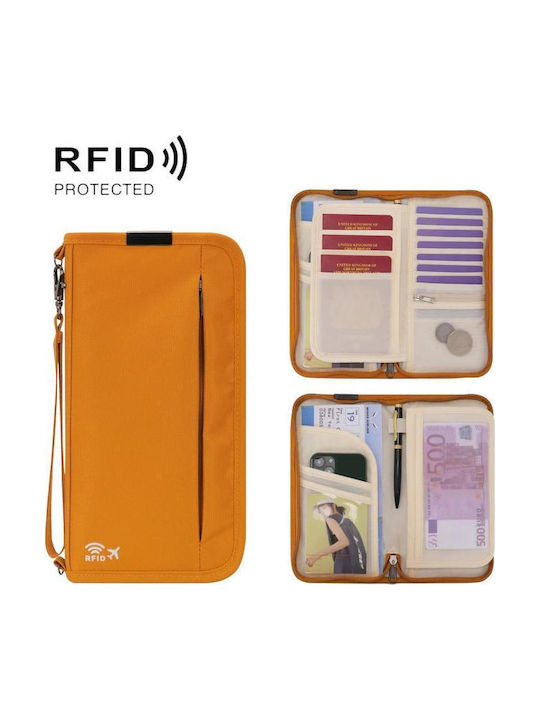Θήκη Ταξιδιωτικού Εγγράφου Προστατευμένη Rfid Ταξιδιωτική Ταυτότητα Διαβατηρίου Πορτοκαλί